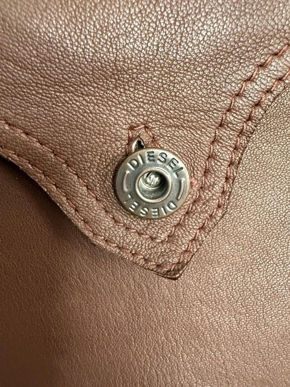 Diesel Vintage Chocolate Soft Leather Wrap Mini Skirt with Button Accent - Picture 10 of 17